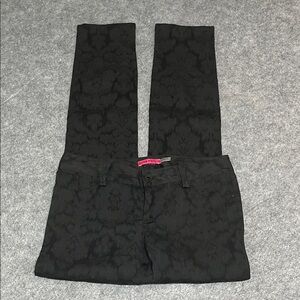 Alice + Olivia Black Jacquard Patterned Straight Let Pants